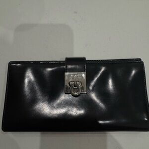 Salvatore Ferragamo Black Leather Card Holder